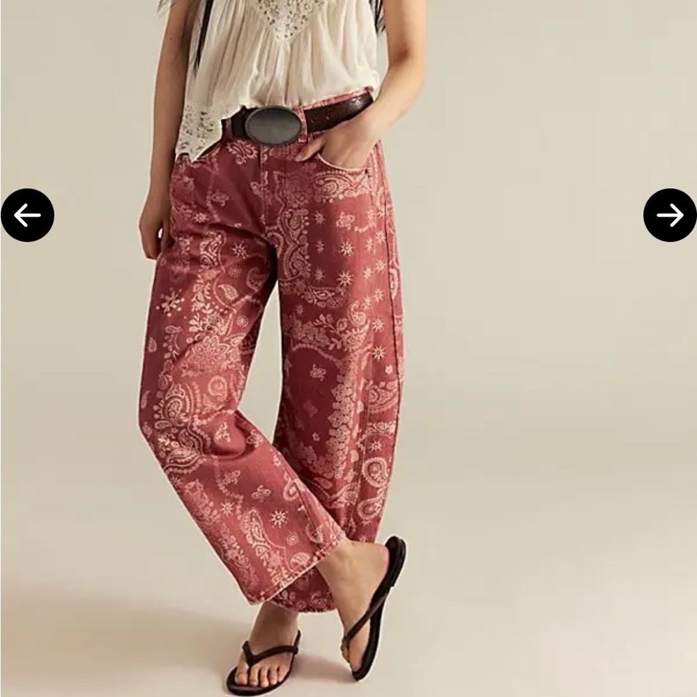 We The Free Printed good luck barrel jeans